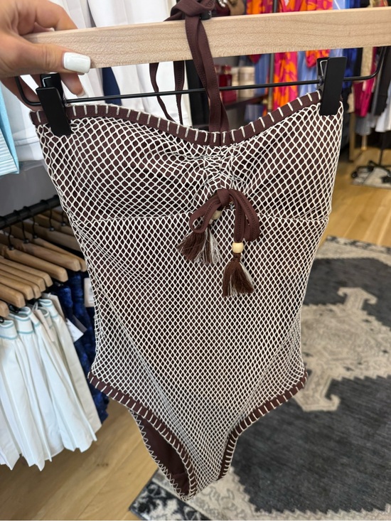 Lucky Brand Other - Lucky Brand Coconut Brown & Cream Crochet One-Piece Swimsuit